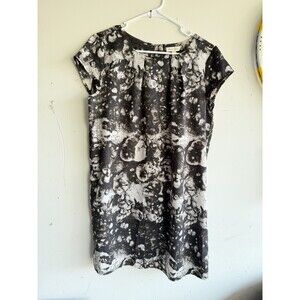 Silence + Noise Black Floral Short Sleeve Mini Dress Womens Size L Casual